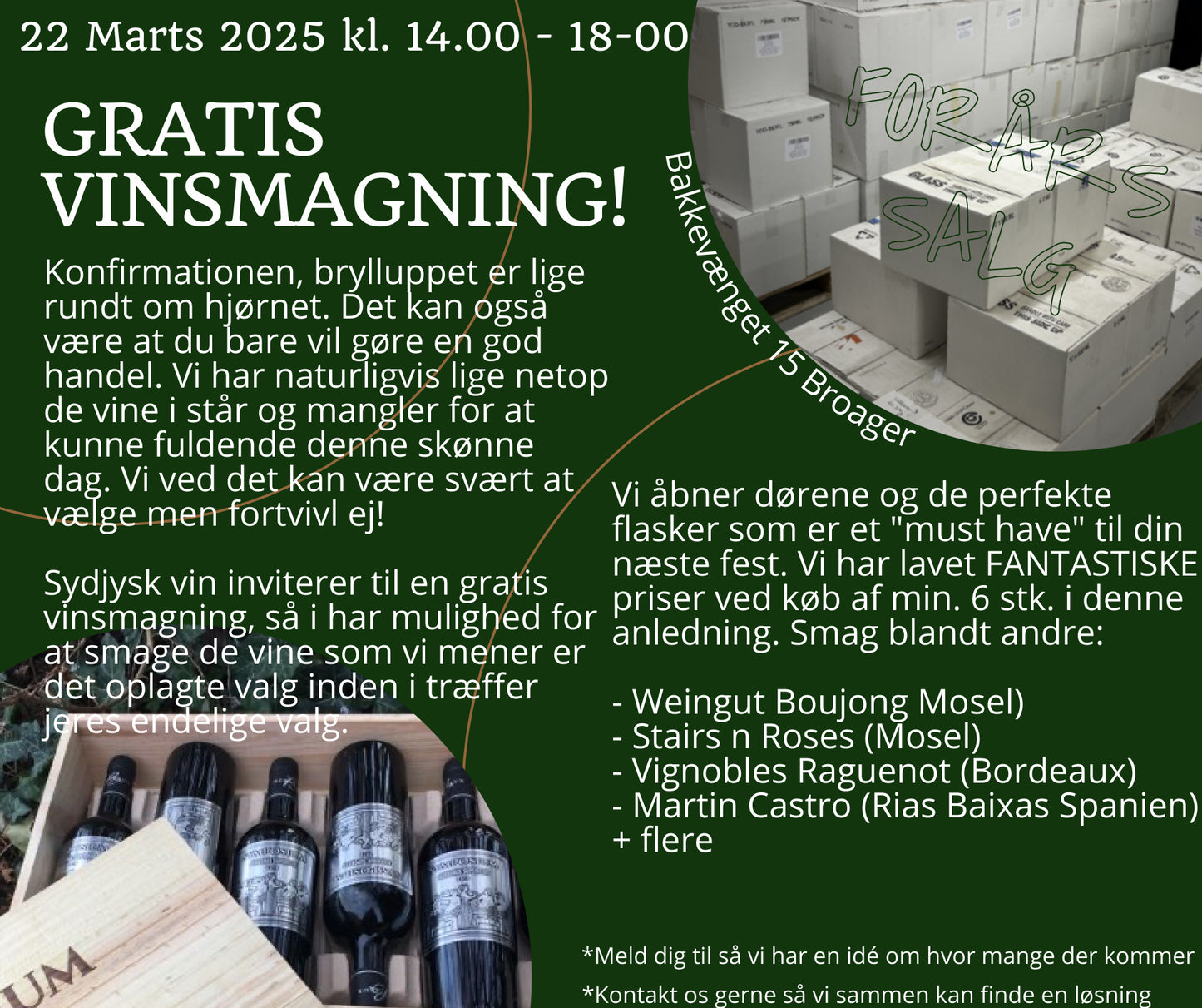 *Gratis* vinsmagning a la åbent hus 22. Marts 2025