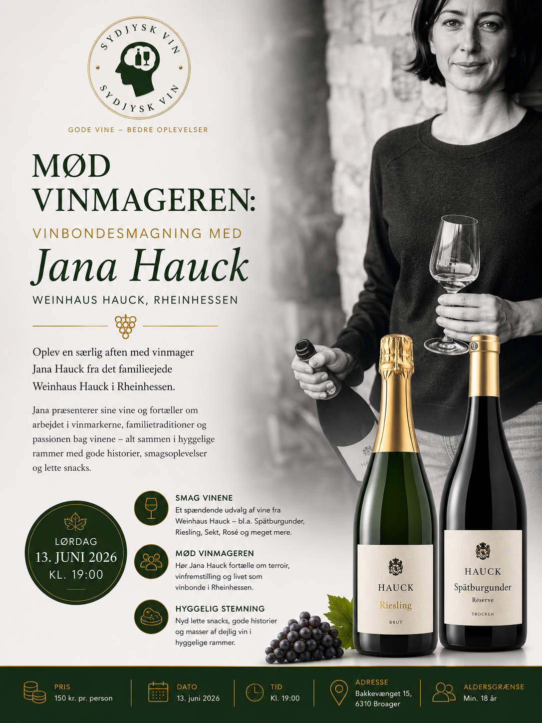 Mød vinmageren: Vinbondesmagning med Jana Hauck – Weinhaus Hauck, Rheinhessen | 13. juni